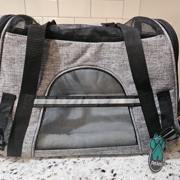 Pet Carrier Travel Bag - Gray Dog Carrier with Mesh Window - Picture 4 of 10